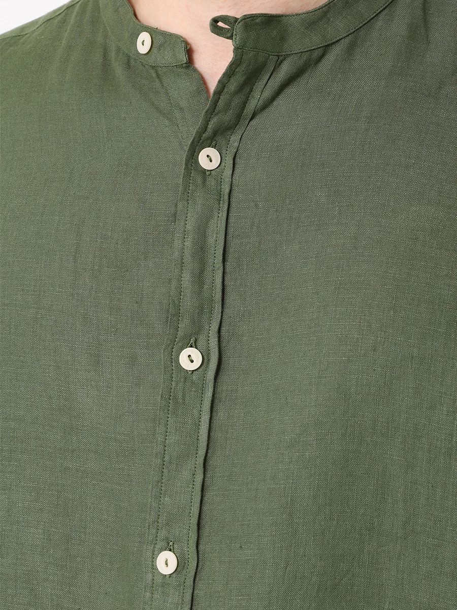 Рубашка льняная MC2 SAINT BARTH NAXOS - LINEN 52 MILITARY, размер 48, цвет зеленый - фото 5