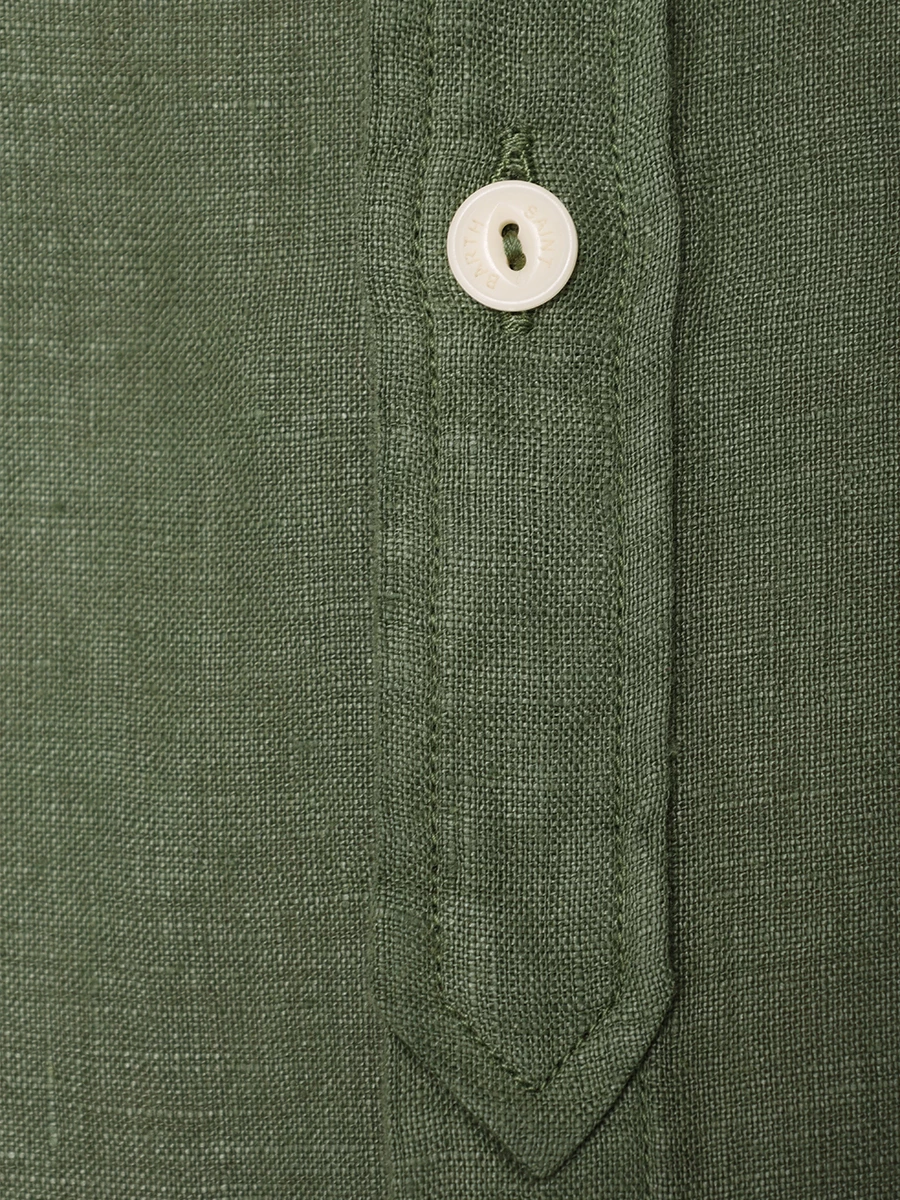 Рубашка льняная MC2 SAINT BARTH NAXOS - LINEN 52 MILITARY, размер 48, цвет зеленый - фото 6
