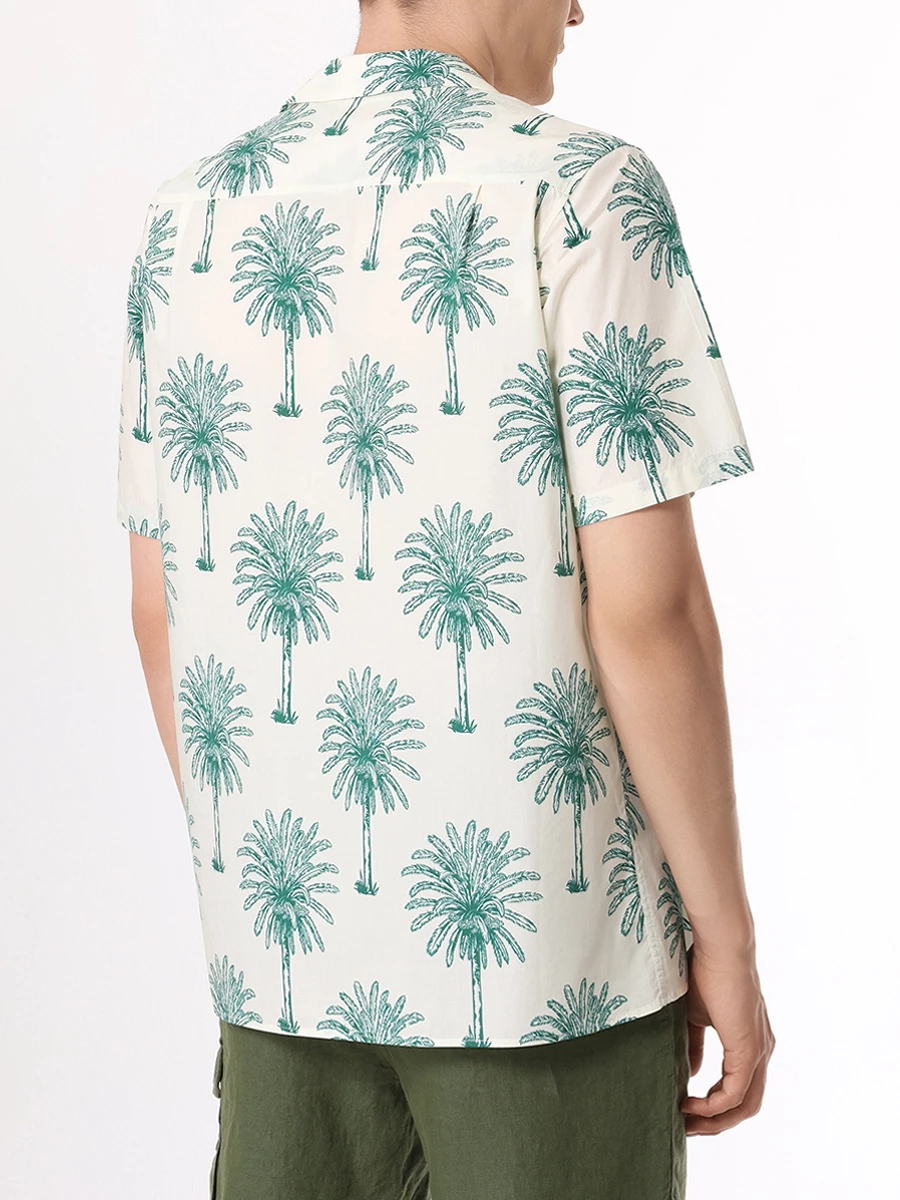 Рубашка Regular Fit хлопковая MC2 SAINT BARTH KALEA - COTTON BOTANICAL PALM 10 Зеленая пальма, размер 50, цвет бежевый - фото 3