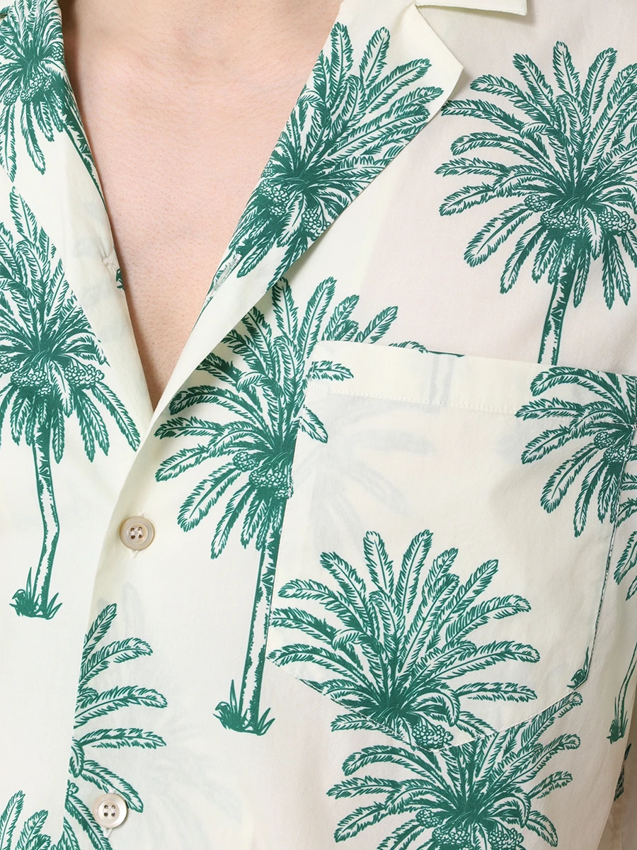 Рубашка Regular Fit хлопковая MC2 SAINT BARTH KALEA - COTTON BOTANICAL PALM 10 Зеленая пальма, размер 50, цвет бежевый - фото 5