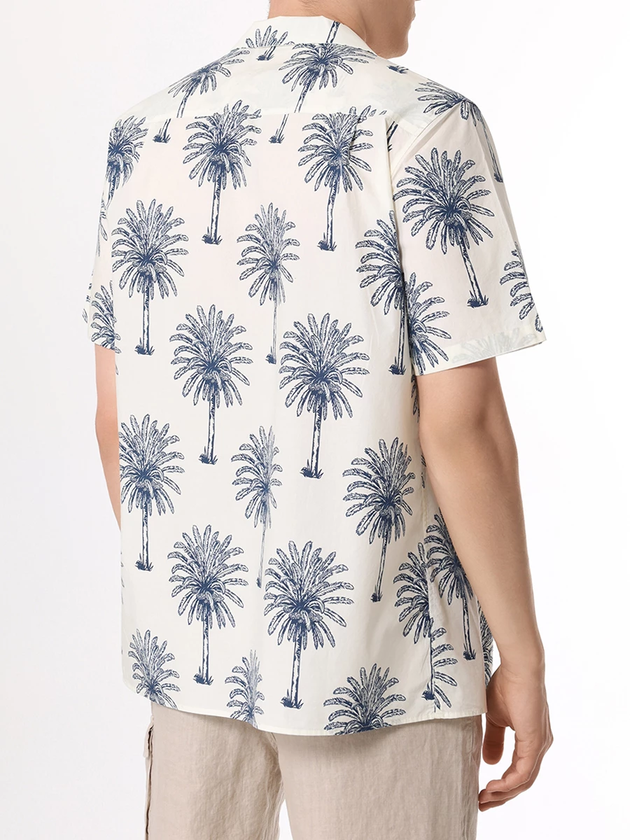 Рубашка Regular Fit хлопковая MC2 SAINT BARTH KALEA - COTTON BOTANICAL PALM 1061 Синяя пальма, размер 50, цвет бежевый - фото 3