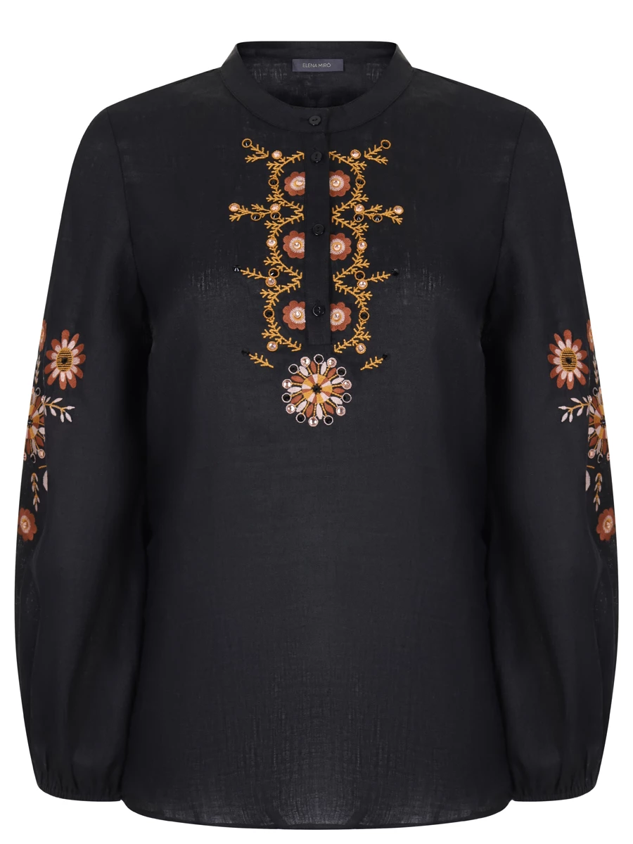 Блуза с вышивкой ELENA MIRO 2027P1 01Y6 33, размер 52, цвет черный