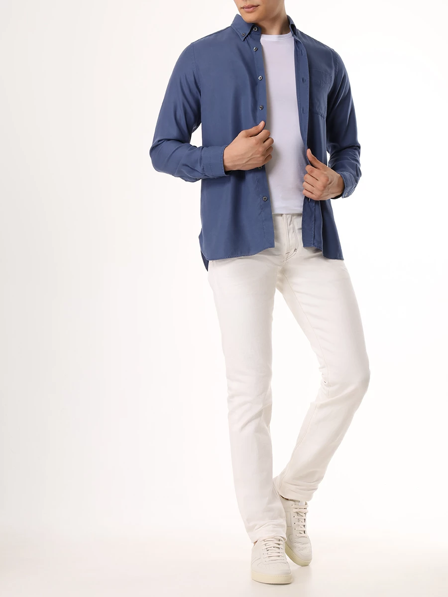 Рубашка Regular Fit из лиоцелла TOM FORD HSO001-FMT001 Синий  Фото 2