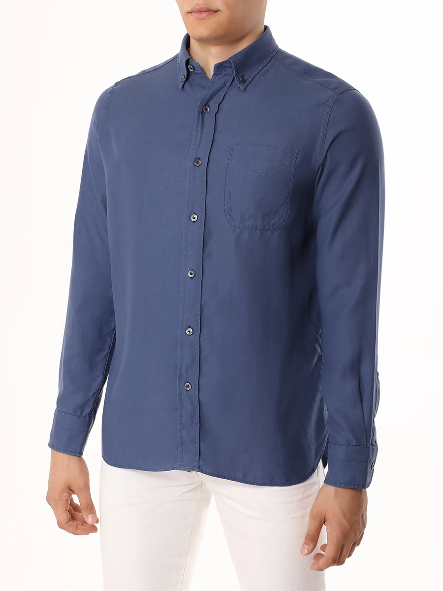 Рубашка Regular Fit из лиоцелла TOM FORD HSO001-FMT001 Синий  Фото 4