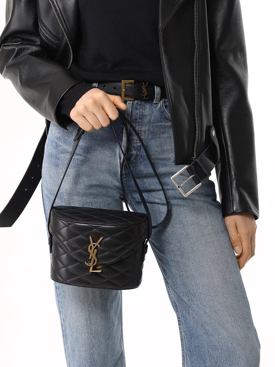 Сумка кожаная SAINT LAURENT 7100801EL07 1000 Черный  Фото 2