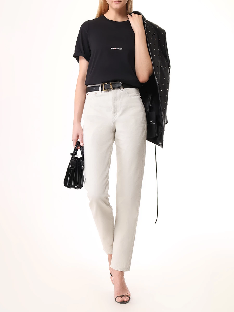 Джинсы хлопковые SAINT LAURENT 614443Y07WA 9771 Белый  Фото 2