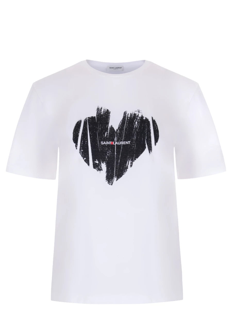 Футболка хлопковая SAINT LAURENT 615522YBSO2 9744 Белый 