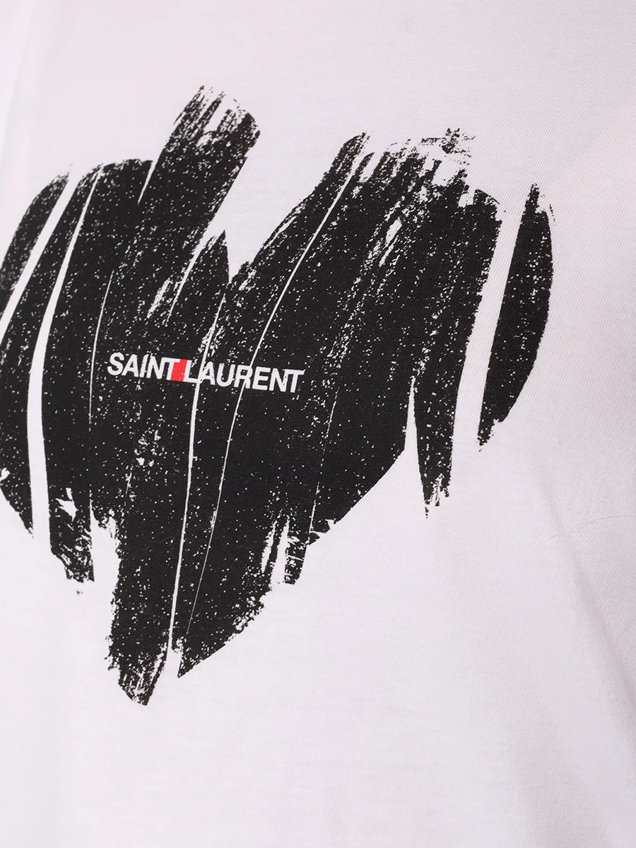 Футболка хлопковая SAINT LAURENT 615522YBSO2 9744 Белый  Фото 5