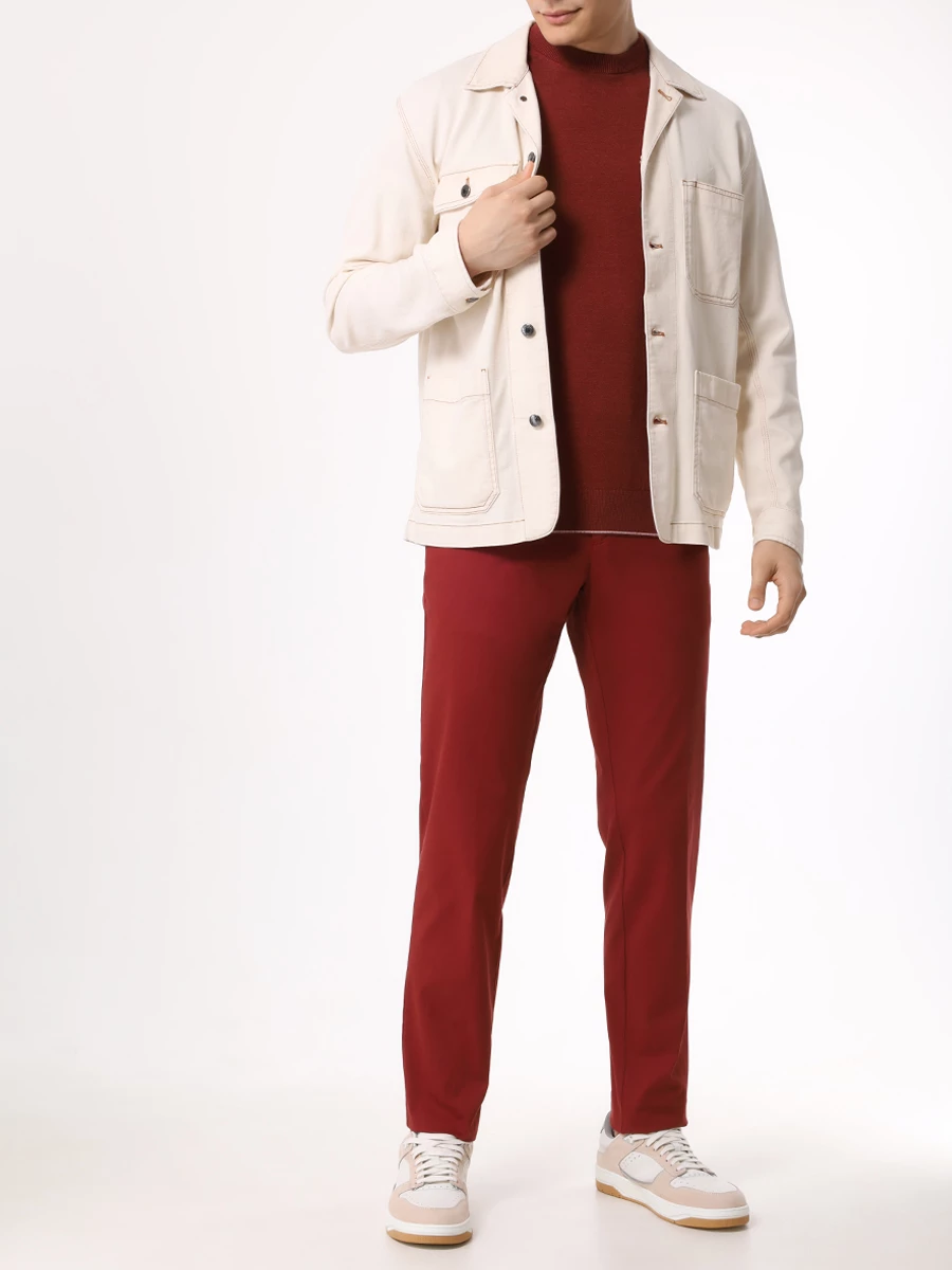 Брюки Slim Fit хлопковые BOSS 50518833/248 Бордовый  Фото 2