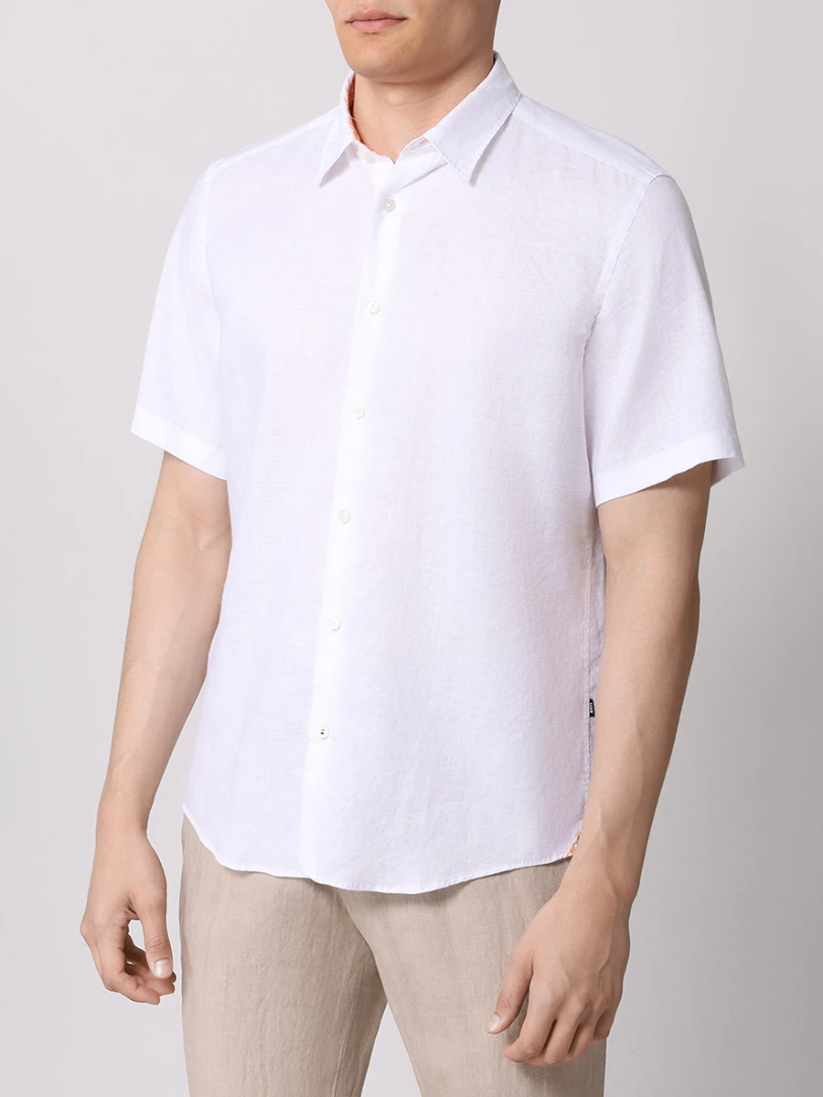 Рубашка Regular Fit льняная BOSS 50515156/100, размер 52, цвет белый 50515156/100 - фото 4