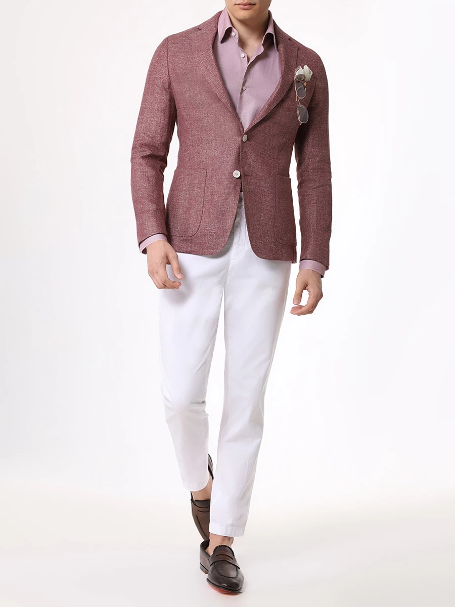 Пиджак Slim Fit льняной BOSS 50514618/248 Бордовый  Фото 2