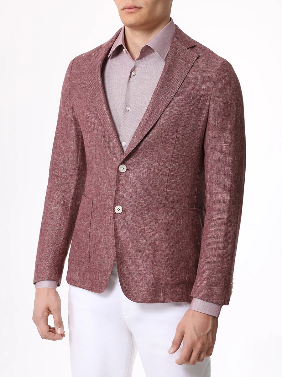 Пиджак Slim Fit льняной BOSS 50514618/248 Бордовый  Фото 4