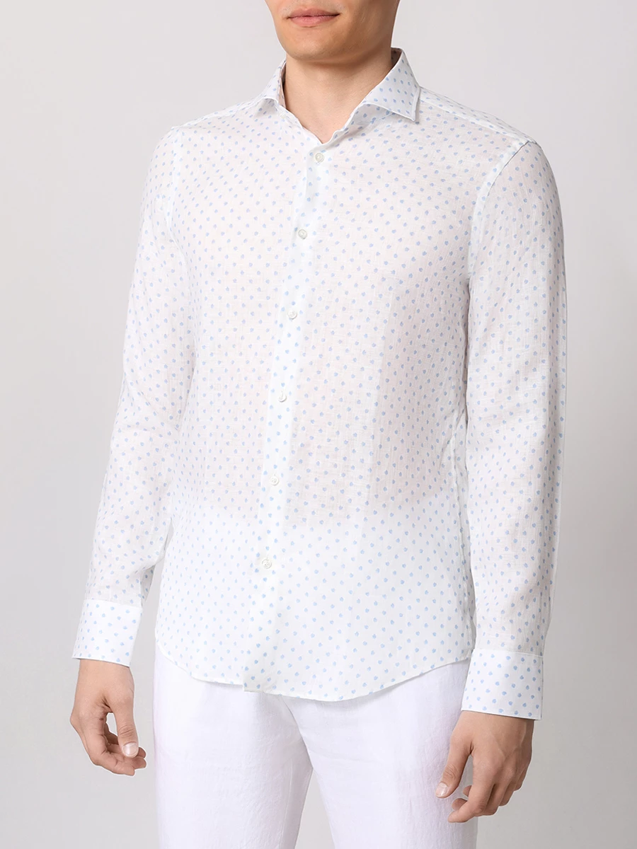 Рубашка Regular Fit льняная BOSS 50514898/100, размер 42, цвет белый 50514898/100 - фото 4