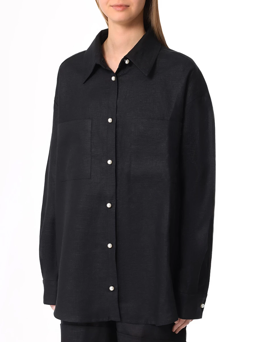 Рубашка льняная ALINE AL070702, размер 46, цвет черный - фото 4
