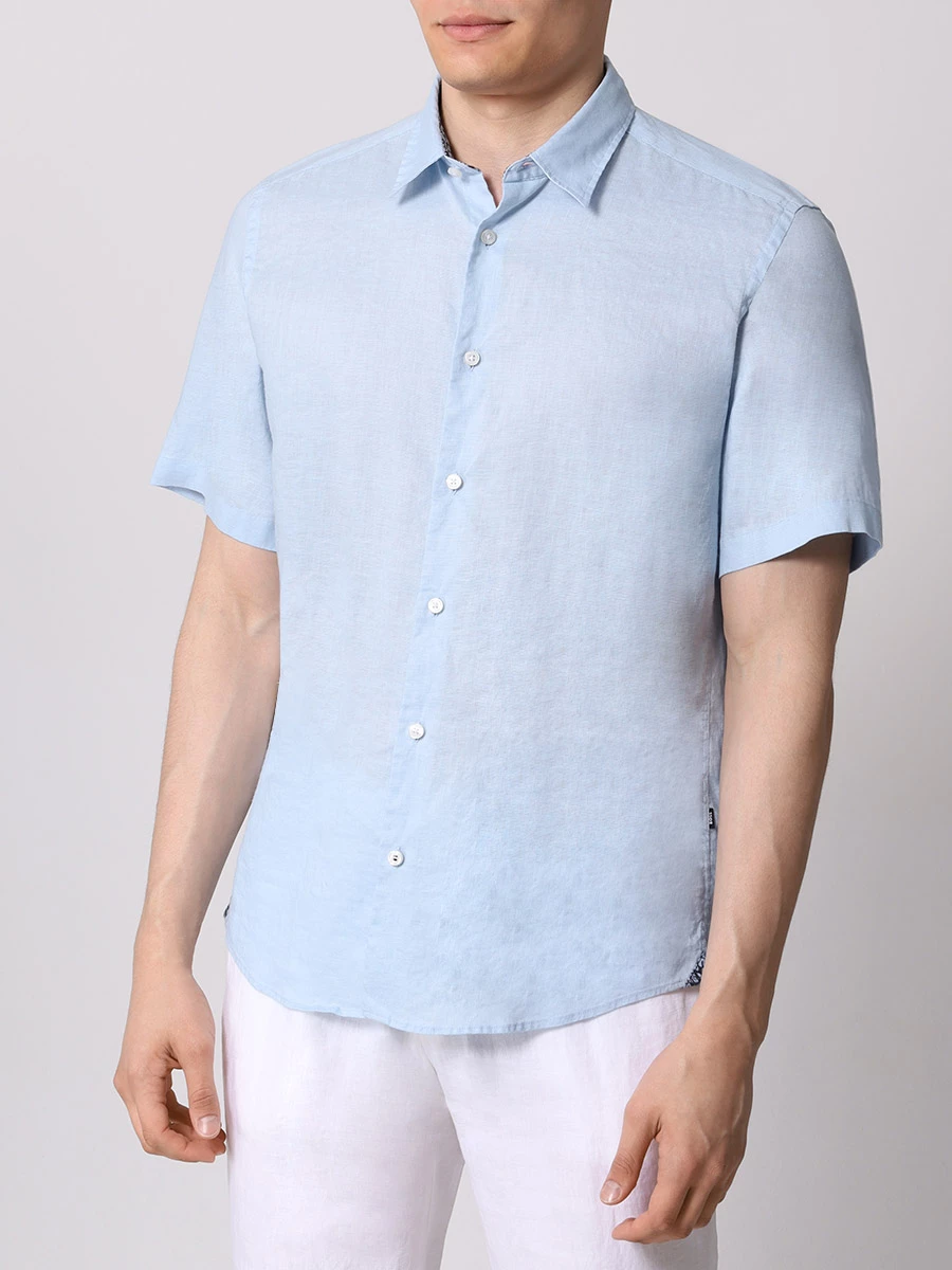 Рубашка Regular Fit льняная BOSS 50515156/450, размер 46, цвет голубой 50515156/450 - фото 4