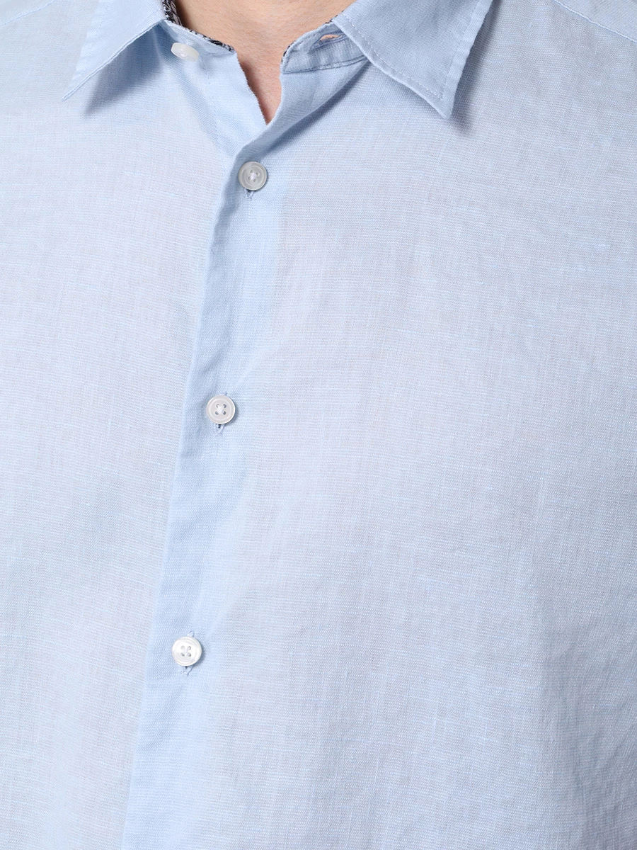 Рубашка Regular Fit льняная BOSS 50515156/450, размер 46, цвет голубой 50515156/450 - фото 5