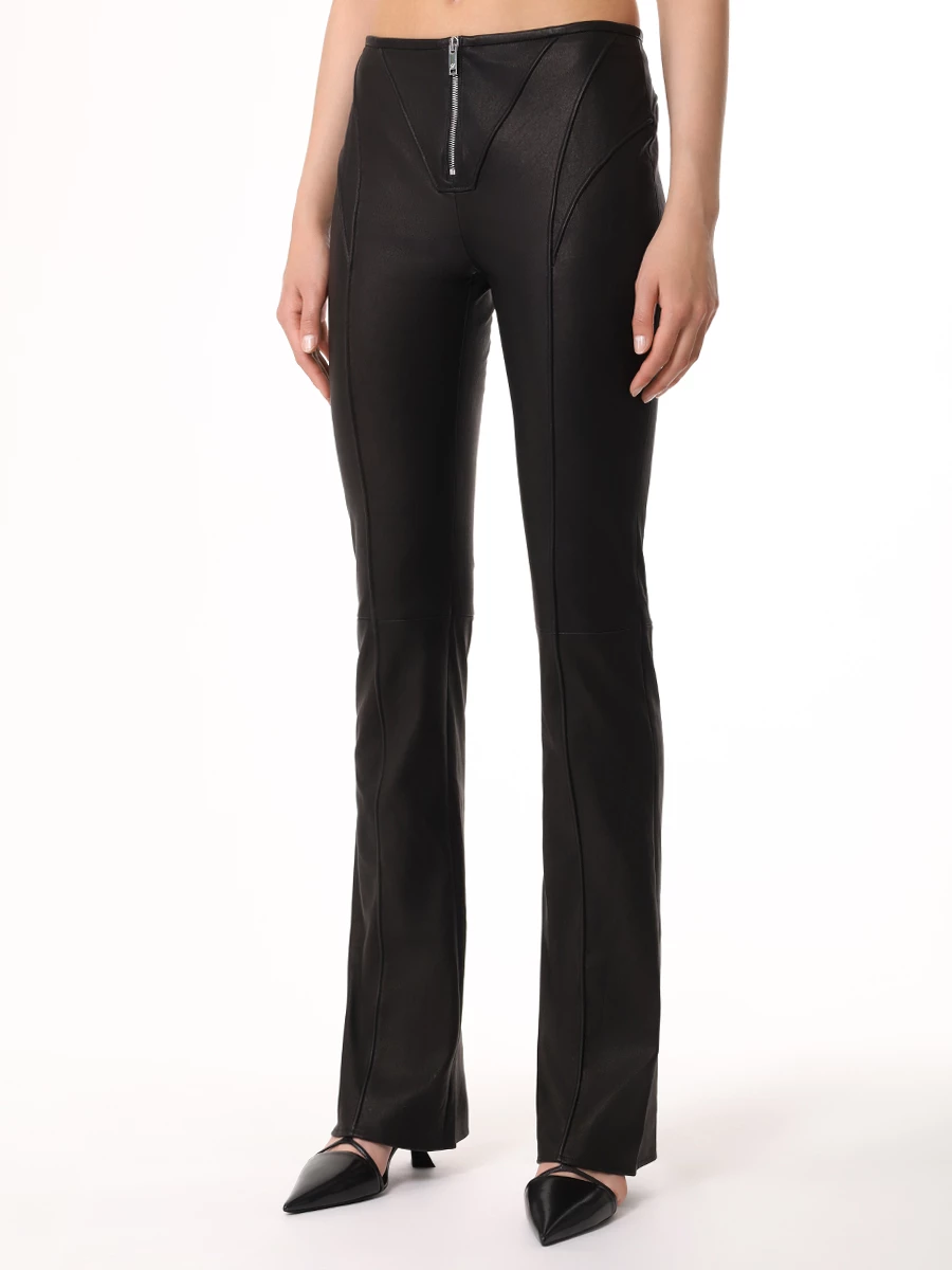 Брюки кожаные BLUMARINE P42 2L046A N0990 Черный  Фото 4