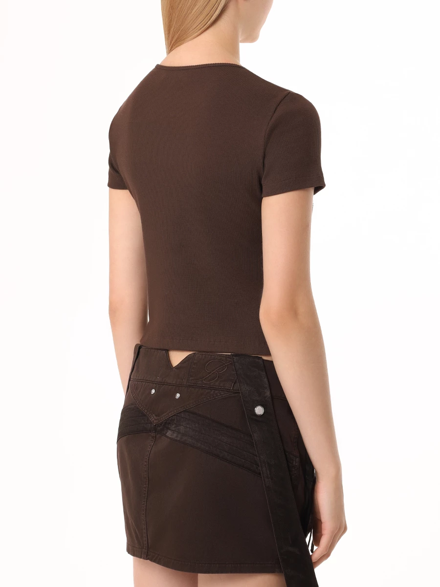 Футболка хлопковая BLUMARINE P42 2T048A N0541 Коричневый  Фото 3