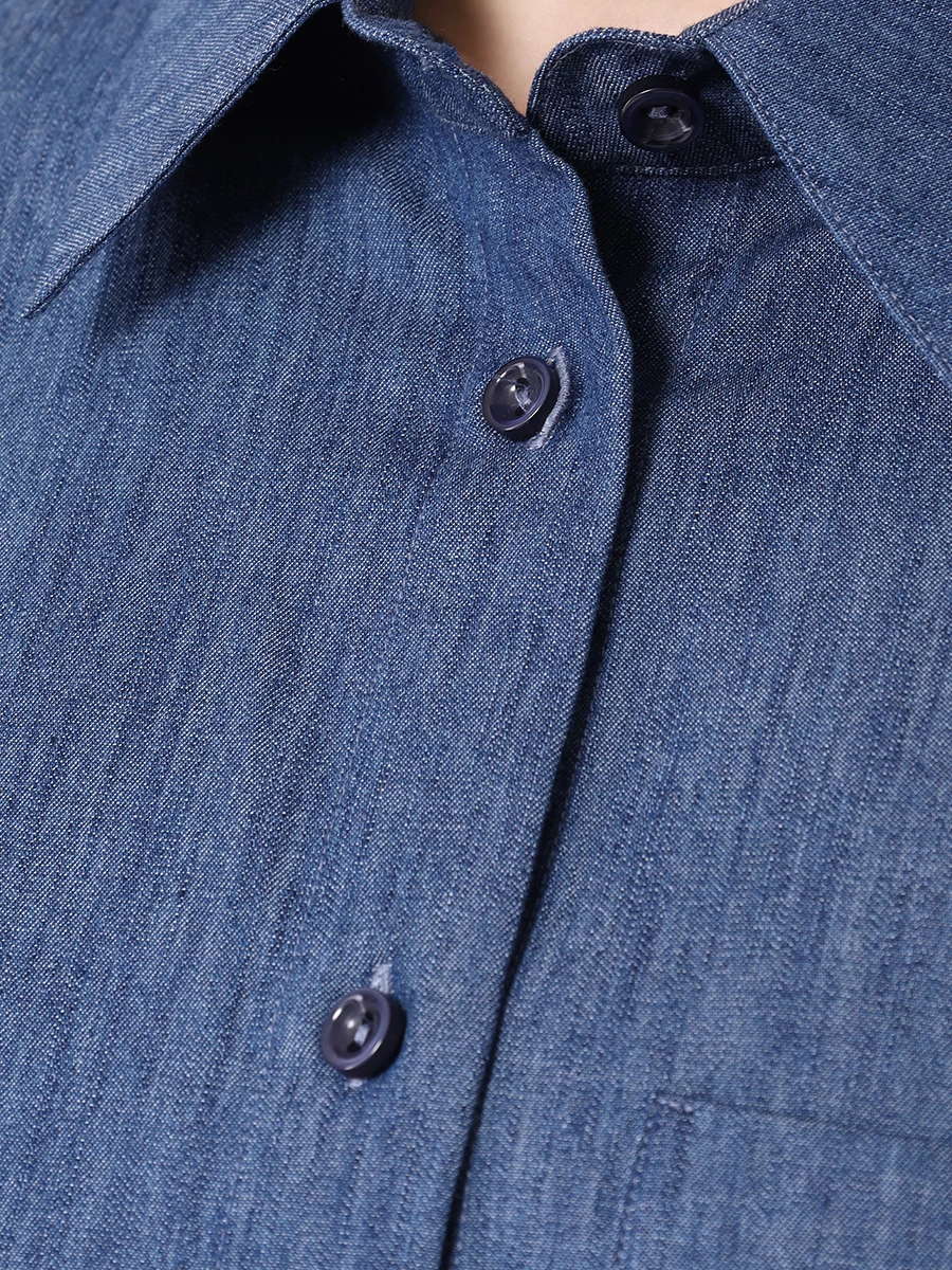 Рубашка из шамбре ROSEVILLE SS242814M/CHBR, размер 44, цвет синий SS242814M/CHBR - фото 5