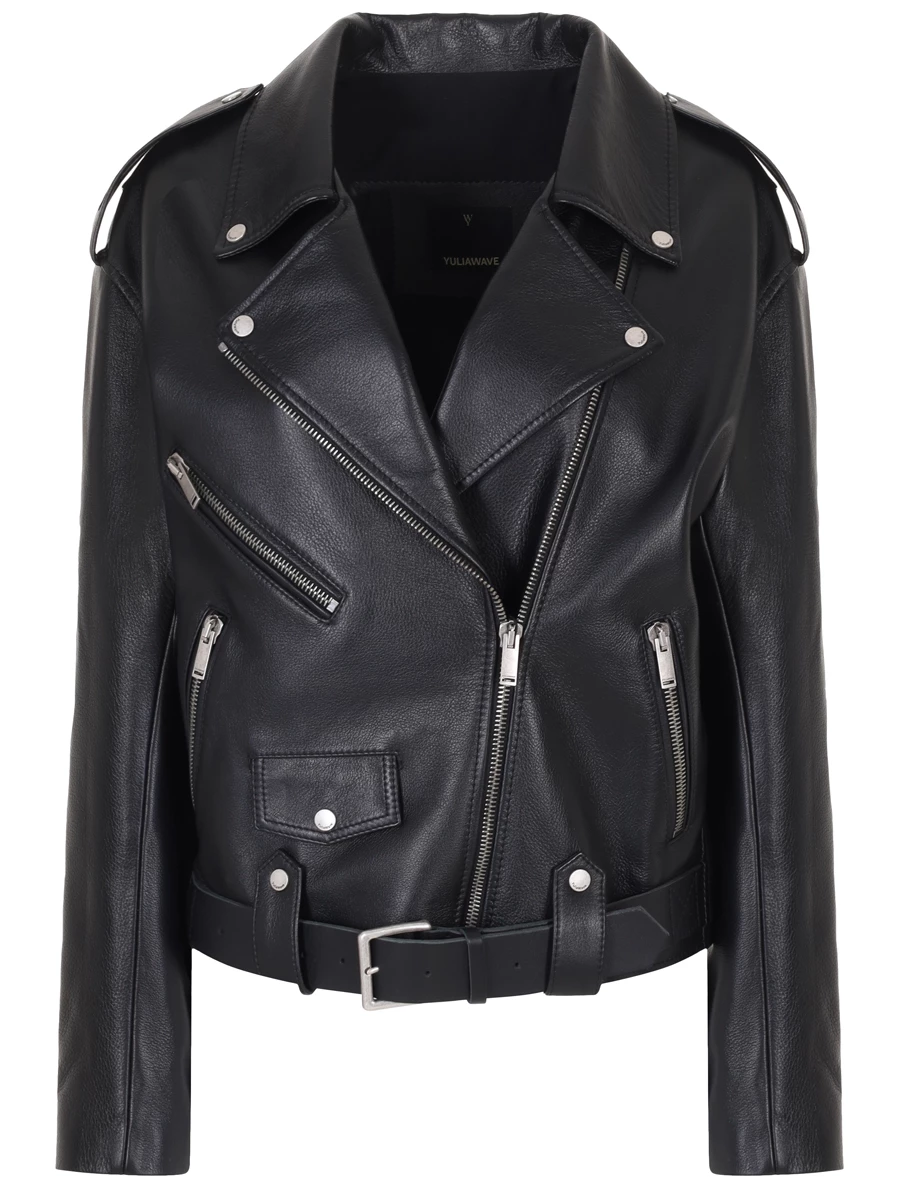 Куртка кожаная YULIAWAVE FW192016-00567S, размер Один размер, цвет черный