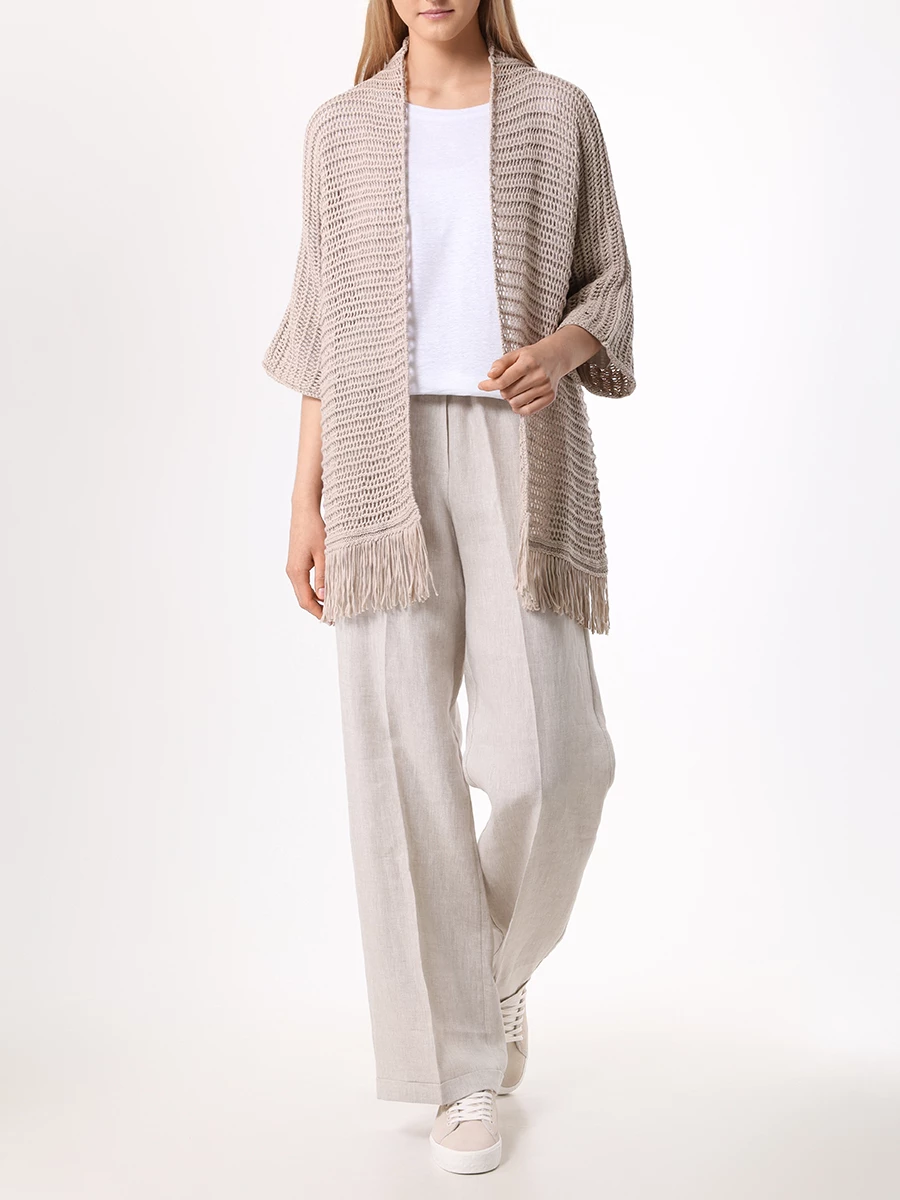 Футболка льняная LE TRICOT PERUGIA 66682/001 Белый  Фото 2