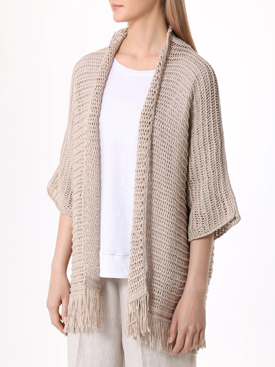 Кардиган хлопковый LE TRICOT PERUGIA 26025/6591 Бежевый  Фото 4