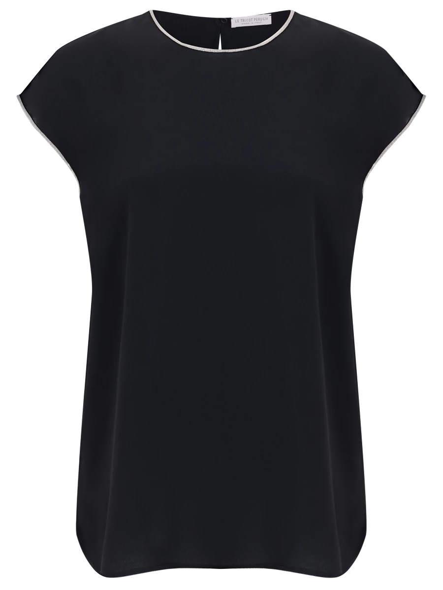 Блуза из крепа LE TRICOT PERUGIA 66665/999, размер 46, цвет черный