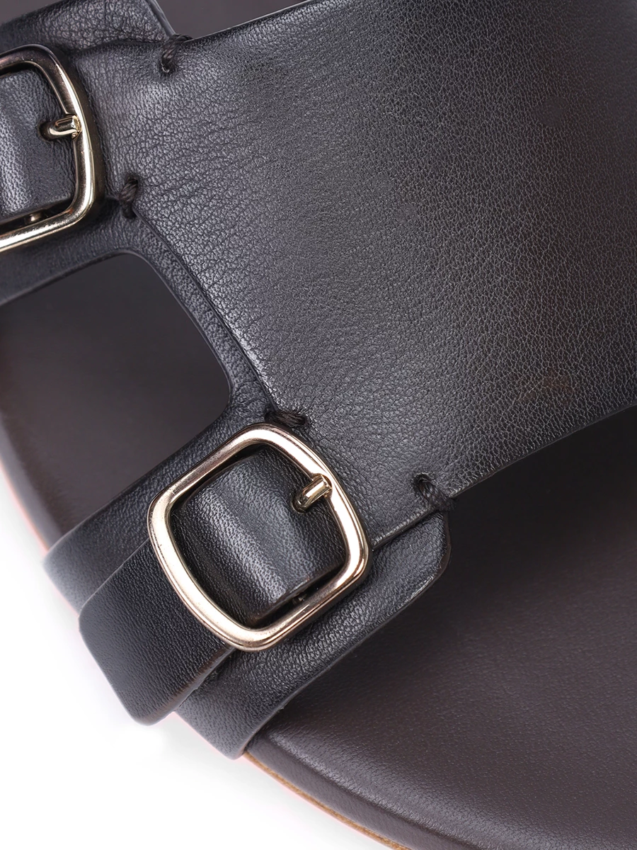 Шлепанцы кожаные SANTONI WHPF70071HA1TLGAT50 Коричневый  Фото 5