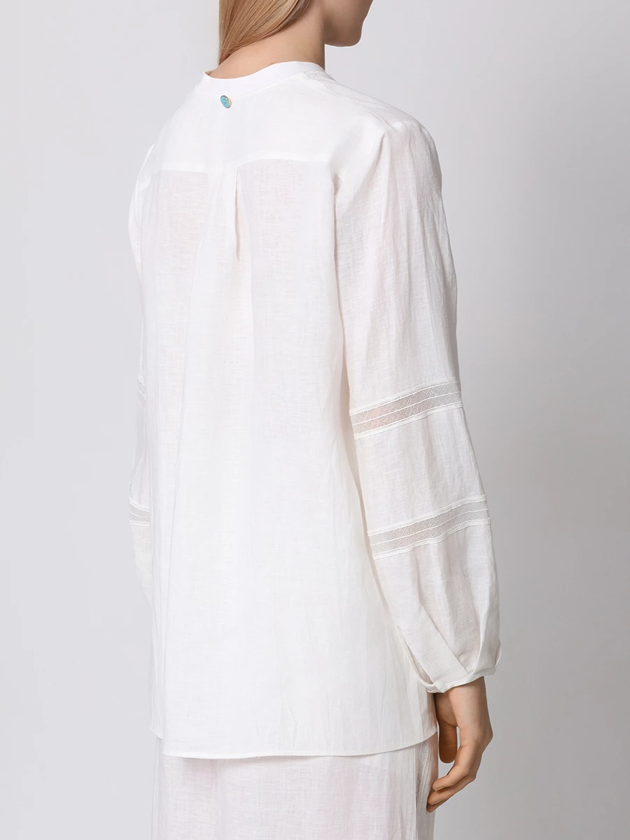 Блуза льняная LORENA ANTONIAZZI R2461CA50A_4580 100, размер 50, цвет белый - фото 3