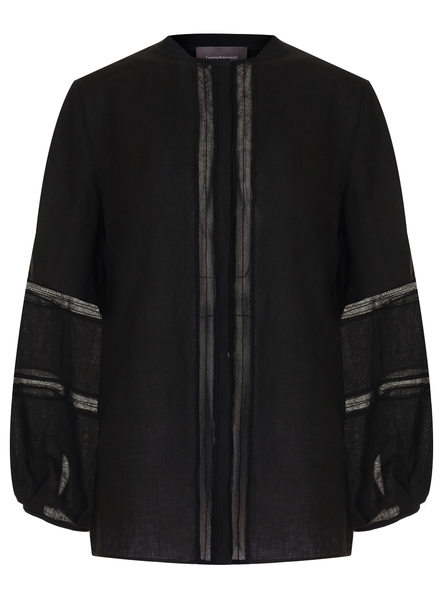 Блуза льняная LORENA ANTONIAZZI R2461CA50A_4580 999, размер 50, цвет черный - фото 1