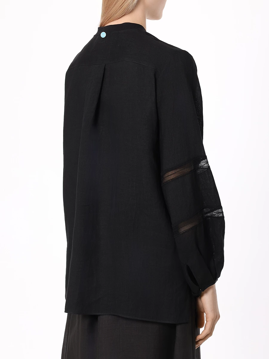 Блуза льняная LORENA ANTONIAZZI R2461CA50A_4580 999, размер 50, цвет черный - фото 3