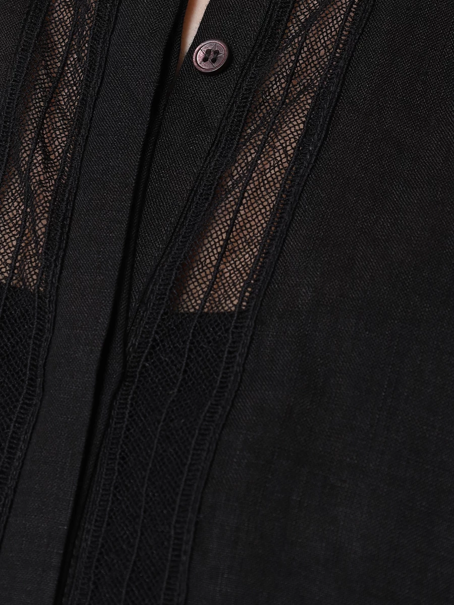Блуза льняная LORENA ANTONIAZZI R2461CA50A_4580 999, размер 50, цвет черный - фото 5