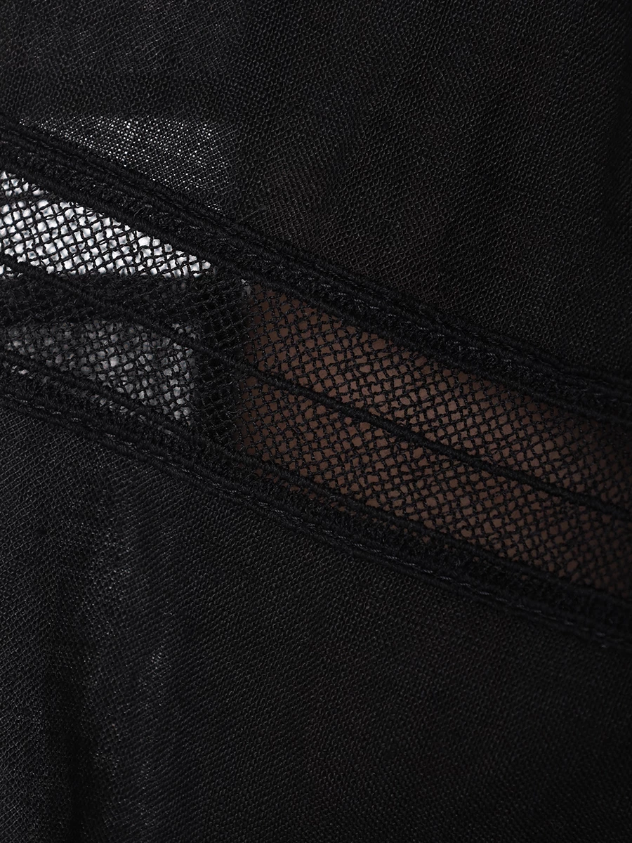 Блуза льняная LORENA ANTONIAZZI R2461CA50A_4580 999, размер 50, цвет черный - фото 6