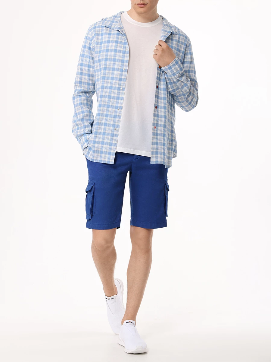Шорты льняные KITON UFPPBK0604D08007 Синий  Фото 2
