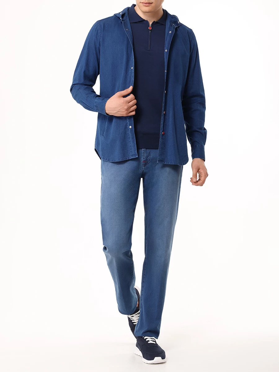 Поло хлопковое KITON UMKX33Z K295 Синий  Фото 2