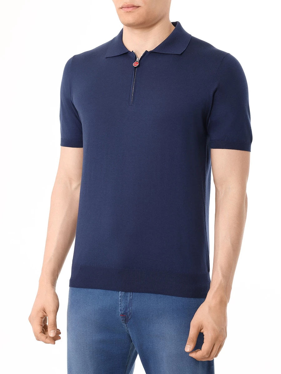 Поло хлопковое KITON UMKX33Z K295 Синий  Фото 4