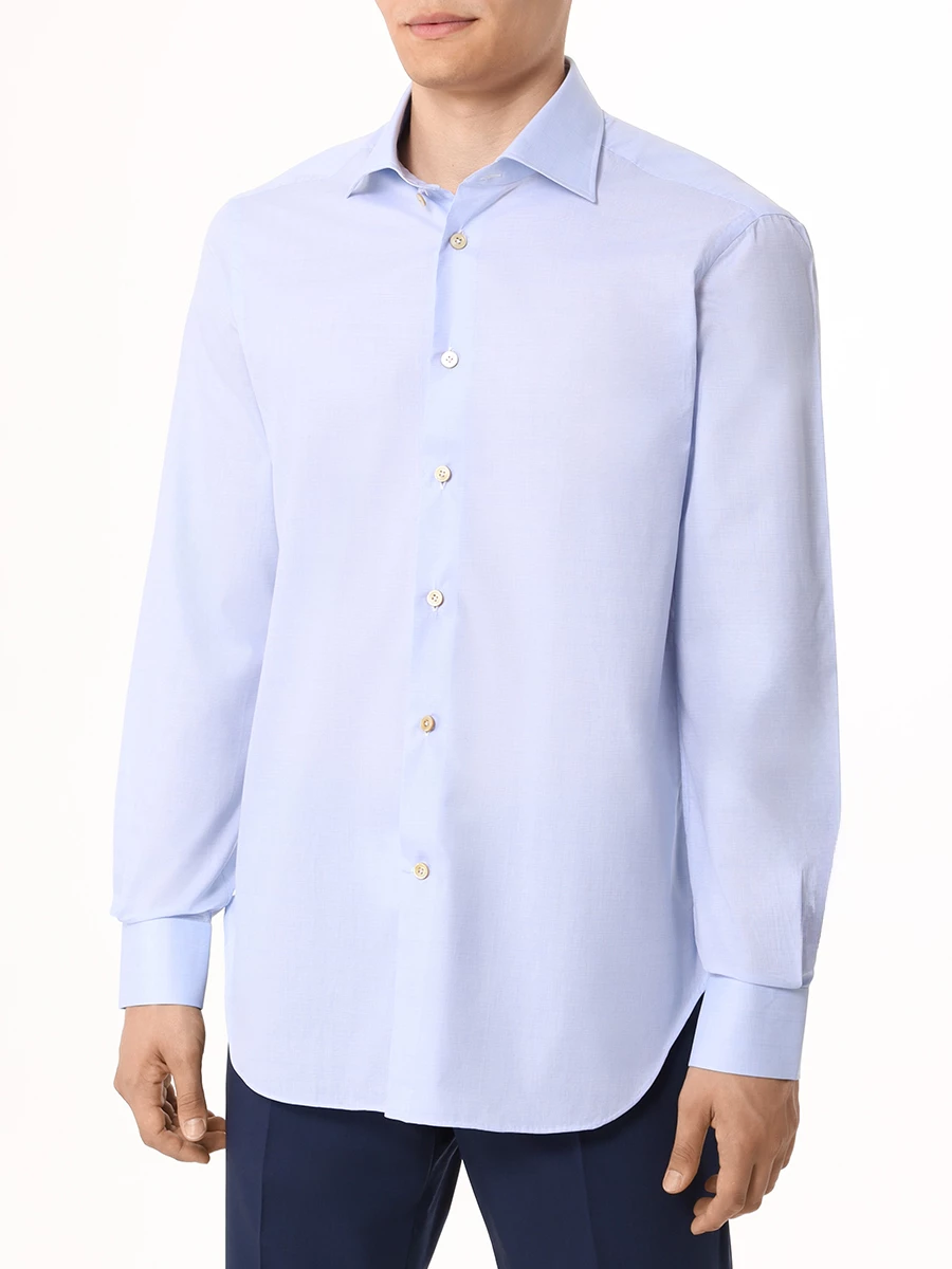 Рубашка хлопковая KITON UCCH0888222000 Голубой  Фото 4