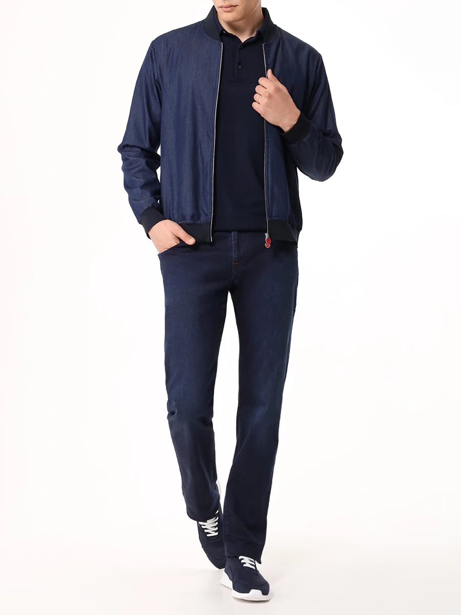 Поло хлопковое KITON UMKXX35 60H Темно- Синий  Фото 2