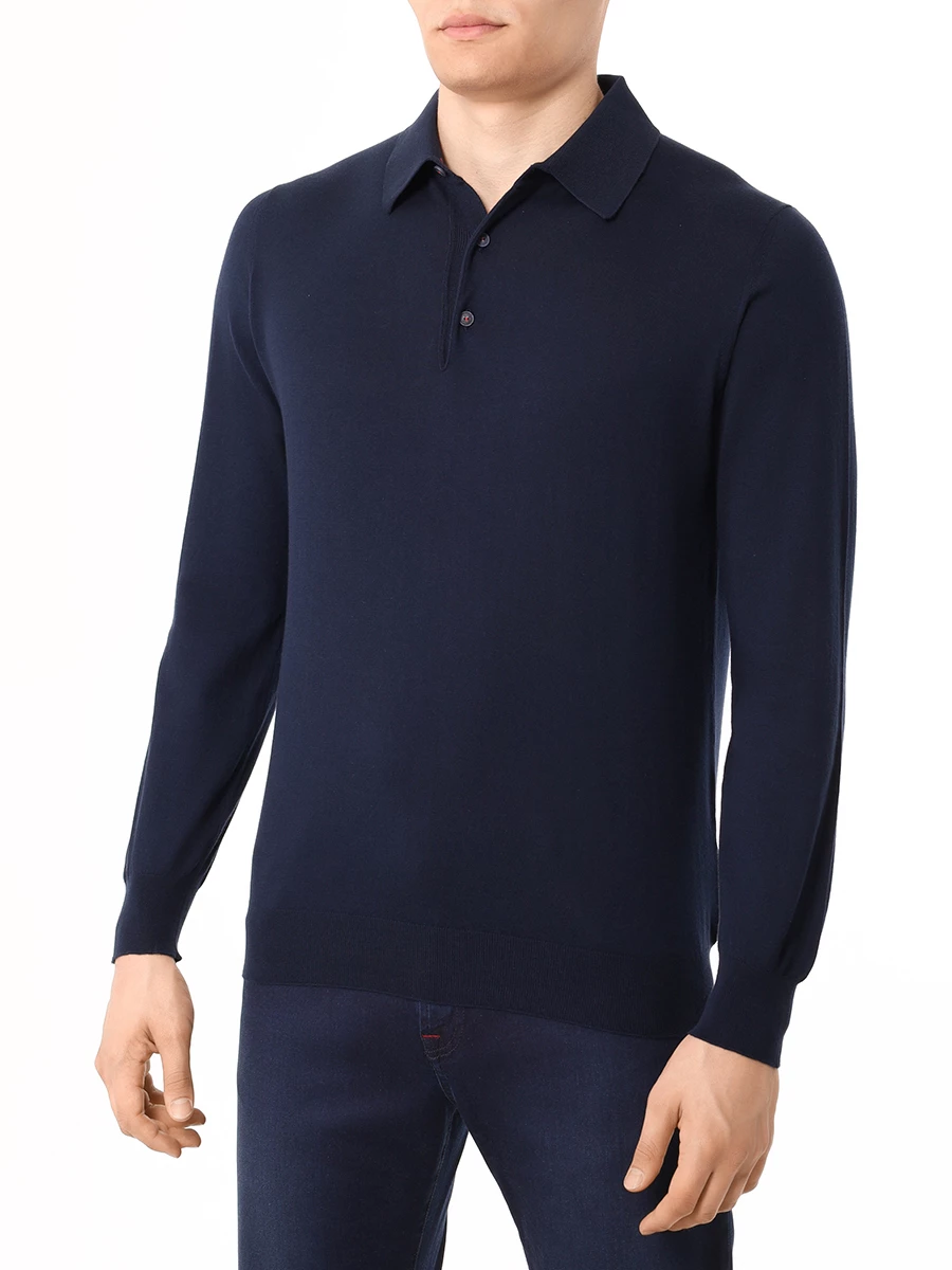 Поло хлопковое KITON UMKXX35 60H Темно- Синий  Фото 4