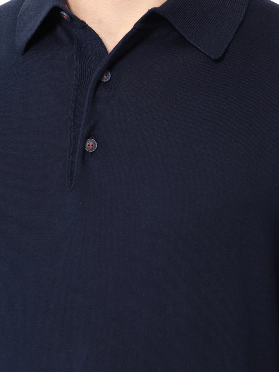 Поло хлопковое KITON UMKXX35 60H Темно- Синий  Фото 5
