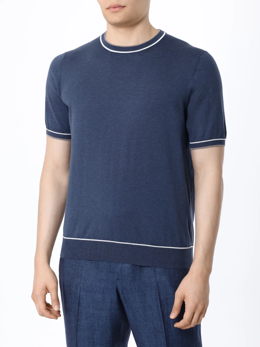 Футболка хлопковая FIORONI CASHMERE MK28263A1 0008 Деним  Фото 4