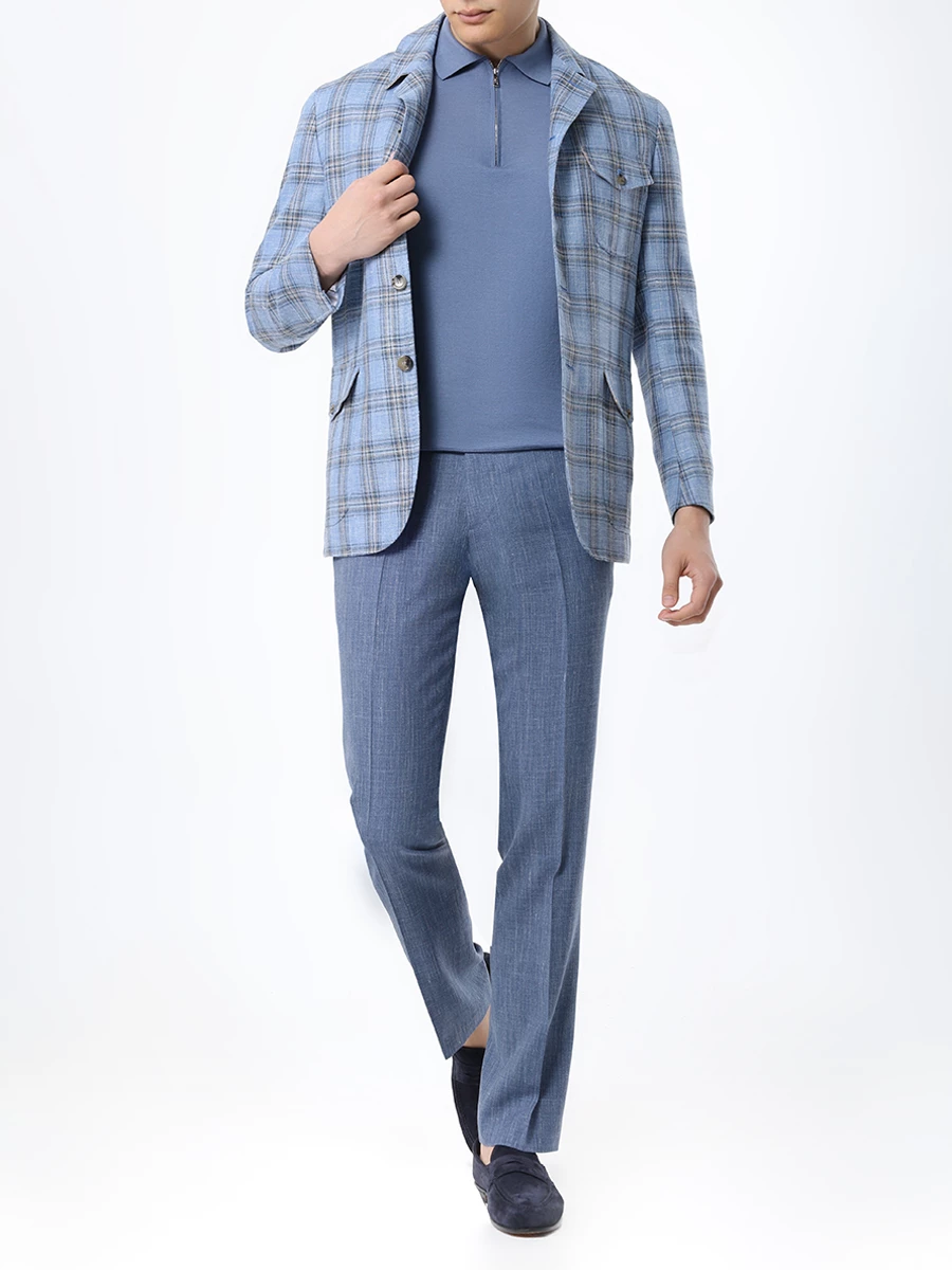 Поло хлопковое FIORONI CASHMERE MK28609C3 0001 Синий  Фото 2