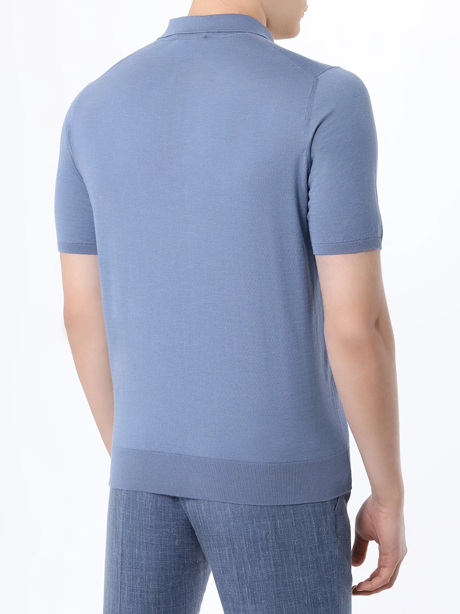 Поло хлопковое FIORONI CASHMERE MK28609C3 0001 Синий  Фото 3