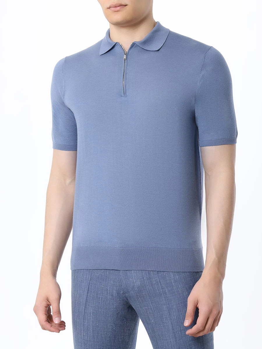 Поло хлопковое FIORONI CASHMERE MK28609C3 0001 Синий  Фото 4