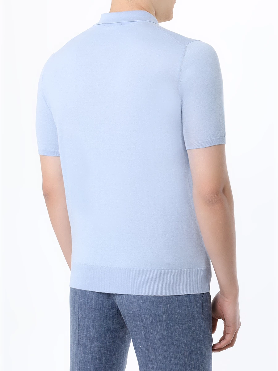 Поло хлопковое FIORONI CASHMERE MK28609C3 0003 Голубой  Фото 3