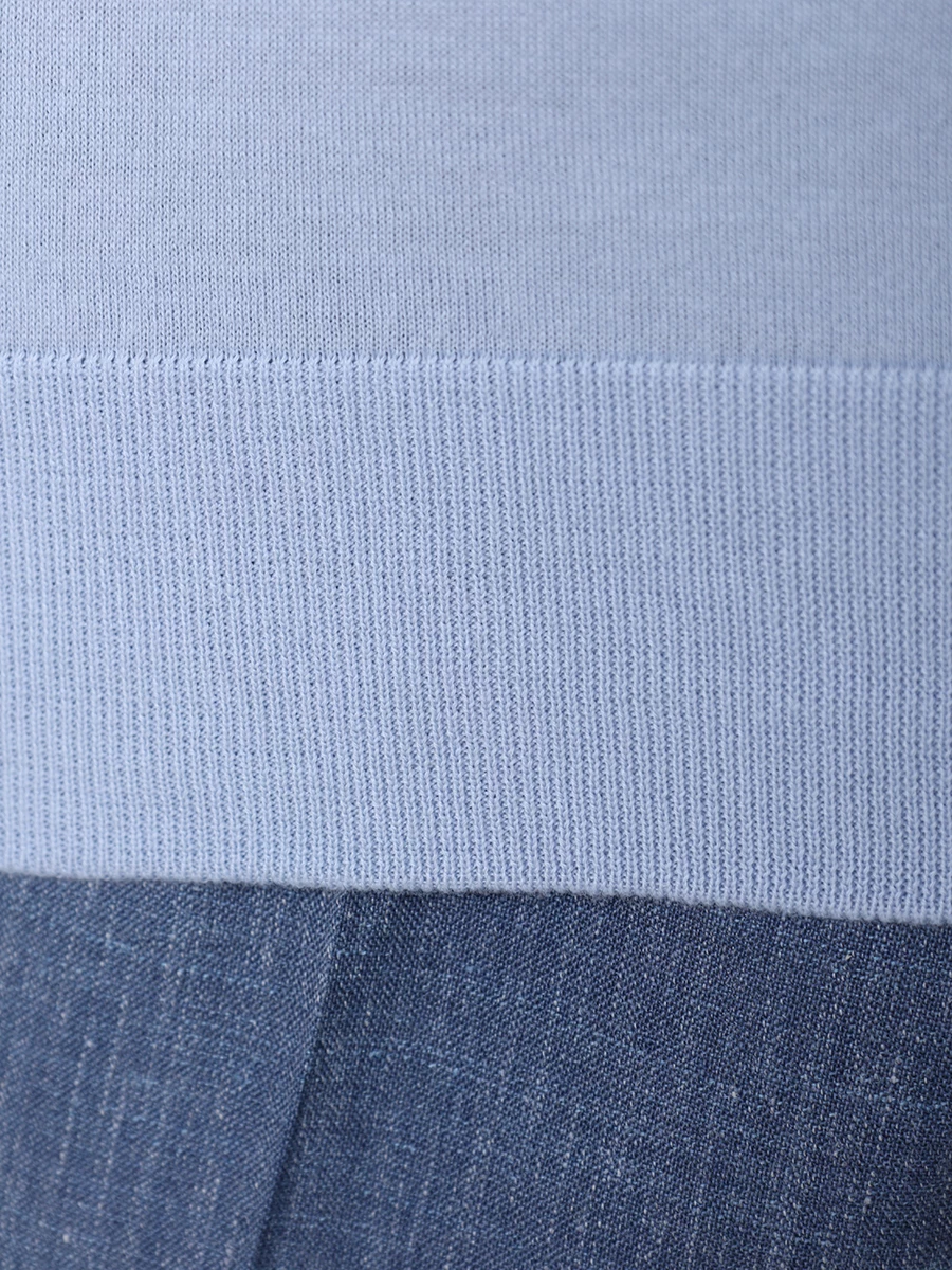 Поло хлопковое FIORONI CASHMERE MK28609C3 0003 Голубой  Фото 6