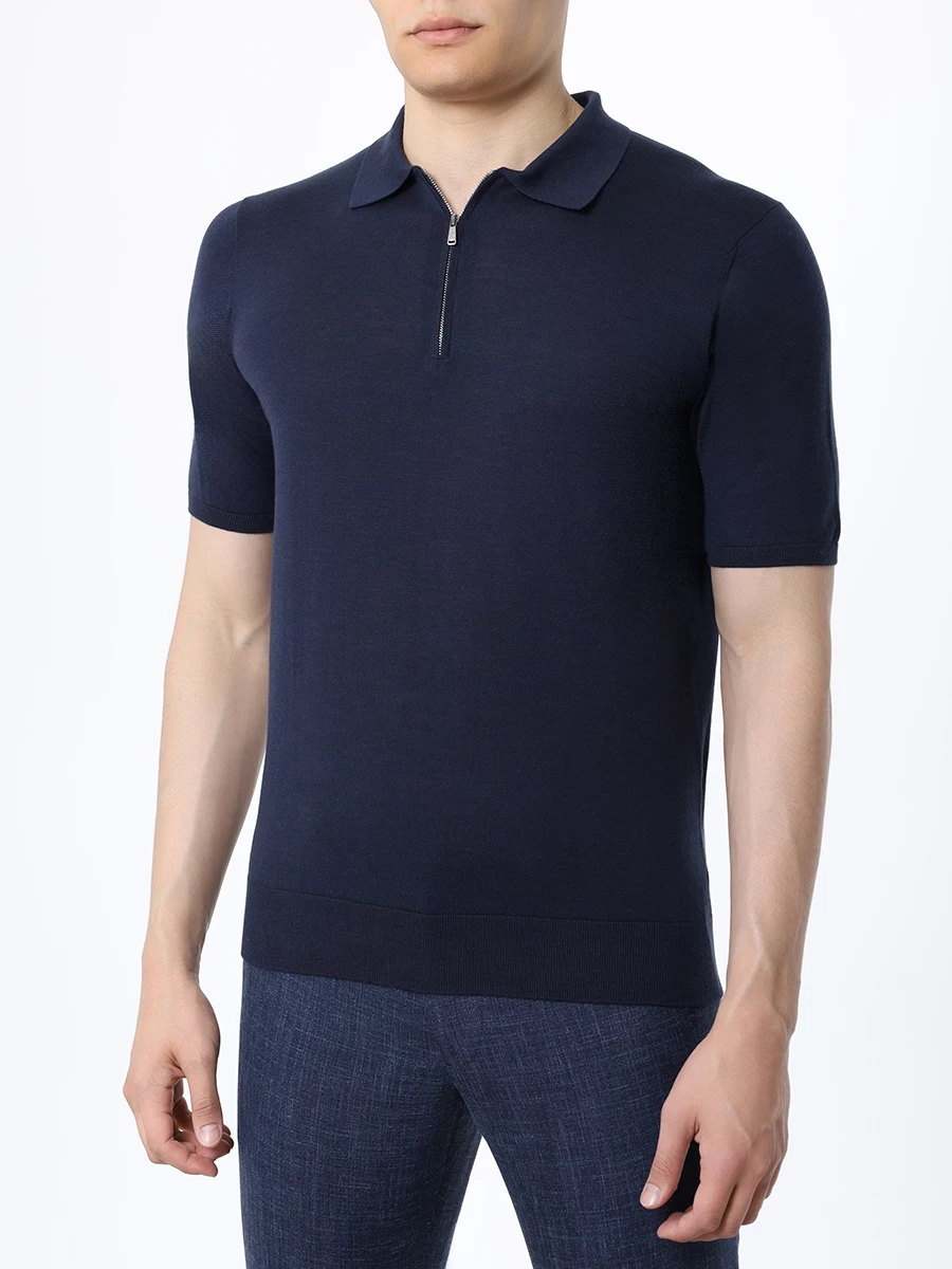 Поло хлопковое FIORONI CASHMERE MK28609C3 0016 Синий  Фото 4