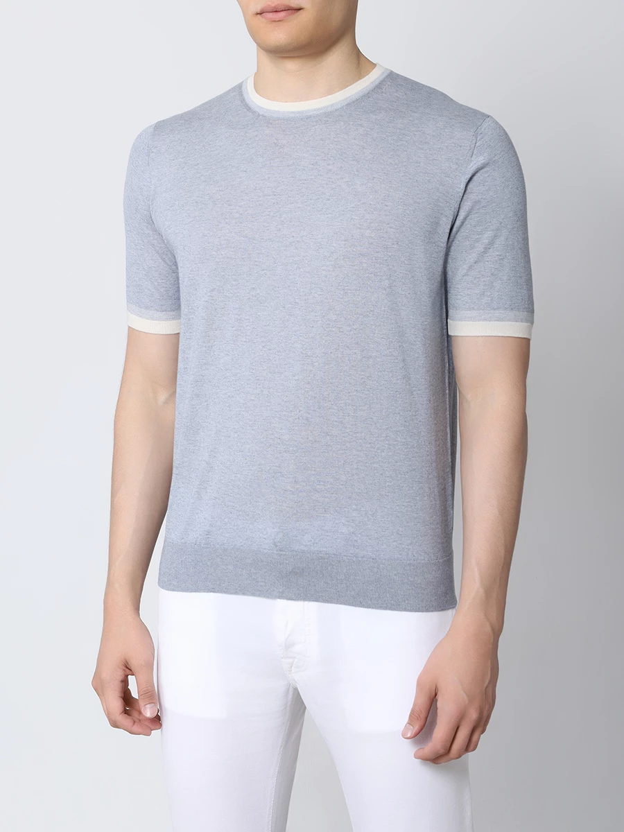 Футболка хлопковая FIORONI CASHMERE MK28613A1 0015 Голубой  Фото 4