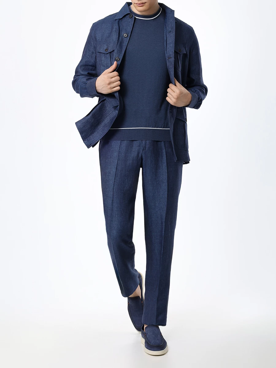Рубашка Regular Fit льняная FIORONI CASHMERE MCV22502G1 0008 Синий  Фото 2