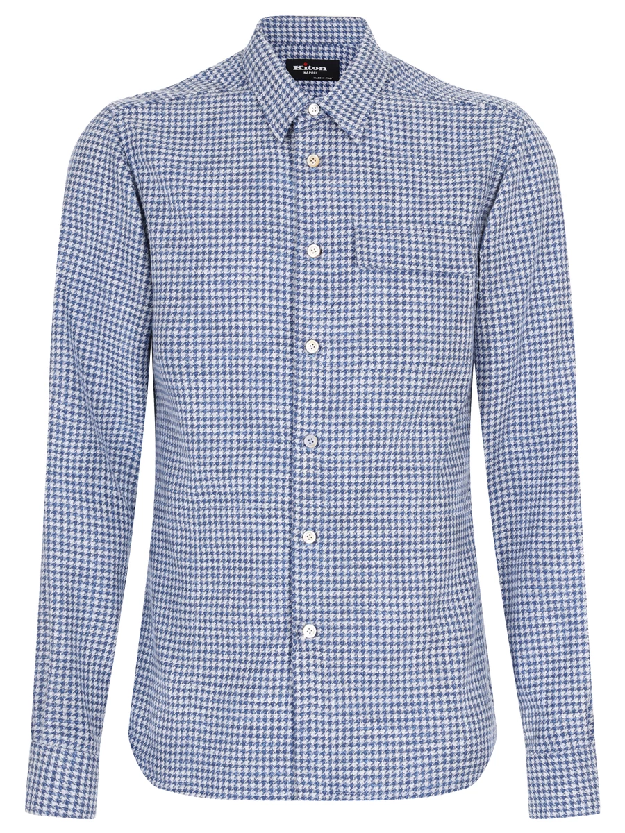 Рубашка Regular Fit шерстяная KITON UMCBUBAK0641C01 Синий 